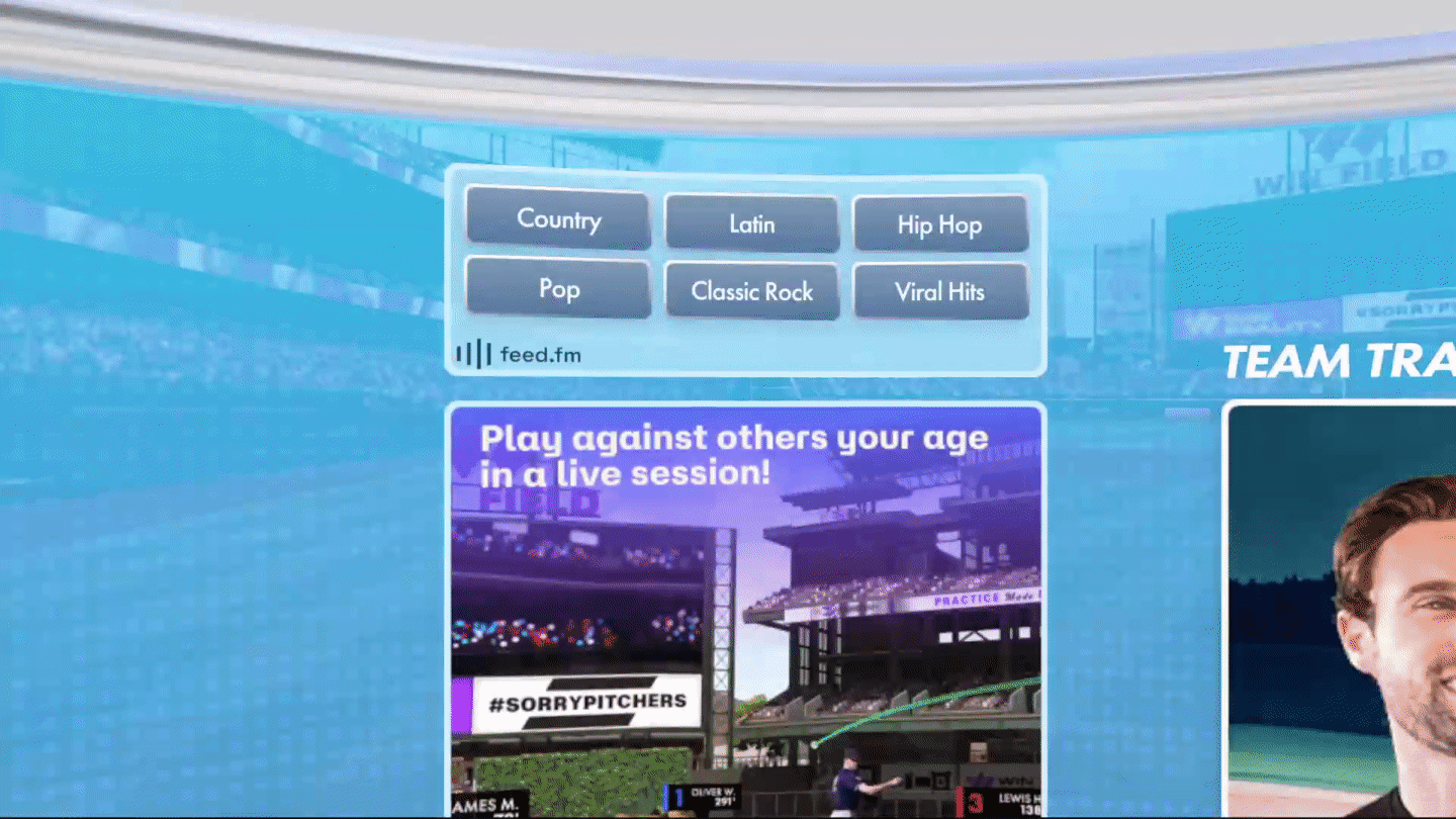 Feed.fm music player in the menu